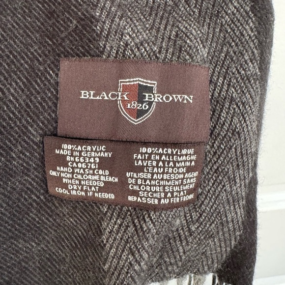 Black & Brown Striped Fringe Scarf Work Office Travel Gray Black Unisex One Size - Picture 3 of 4